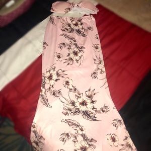 NWOT 2 Piece Hawaiian Crop Top Long Skirt Set